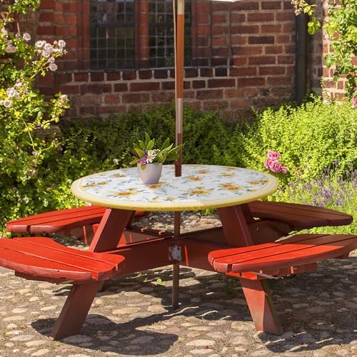 Elastic Zipper Patio Table Cover with Umbrella Hole Waterproof Polyester Outdoor Tablecloth, Windproof Fitted Round Table Cover for Picnic, Garden & Backyard - Image 3