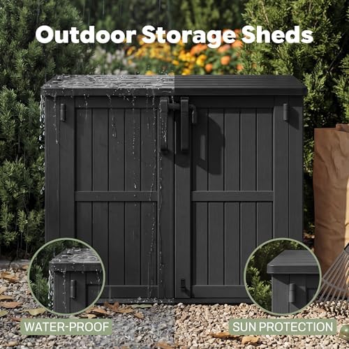 LHBcraft Waterproof Outdoor Storage Box 36 Cu Ft with Lockable Doors, Portable Horizontal Resin Storage Shed, Outdoor Storage Cabinet for Backyards - Image 3