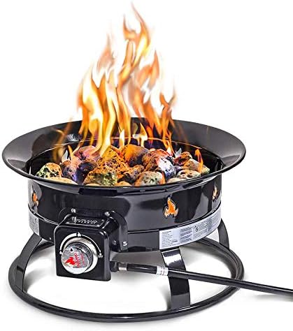 Outland Living Portable Propane Fire Pit, 19-inch, 58,000 BTU with Fire Pit Cover & Carry Kit, Smokeless Gas Firebowl | Perfect for Camping, Patio, Backyard, Tailgating, Deck, RV| Black 893 Deluxe by OutlandLiving