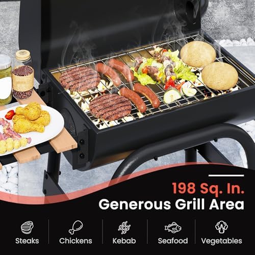 Happygrill Barrel Charcoal Grill with Foldable Side Table & 2 Wheels - Image 3