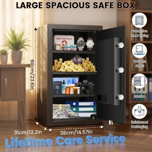 [5.0 Cub] Large Safe Box with Fireproof Bag for Home Use, 23.6" Tall Safe - Image 2