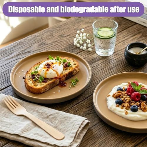 Disposable Wooden Forks, 150Pcs 6.3" Wooden Cutlery Fork Disposable Forks Compostable Utensils for Party, Camping, Traveling, Family Dinners, 3 Boxes of 50Pcs - Image 6
