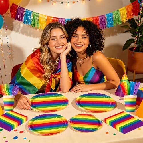 168 Pcs Rainbow Birthday Party Decorations, Serves 24 - Image 5