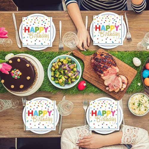 40Pcs Birthday Party Supplies Paper Plates and Napkins, Colorful Polka Dot Themed Dinner Plates Napkins Disposable Tableware Set for Birthday Party Decorations Serve 20 - Image 6