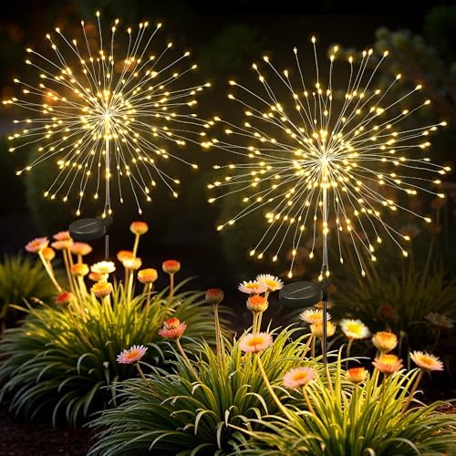 2Pack Solar Lights Outdoor, 120LED Firework Lights by Suncket