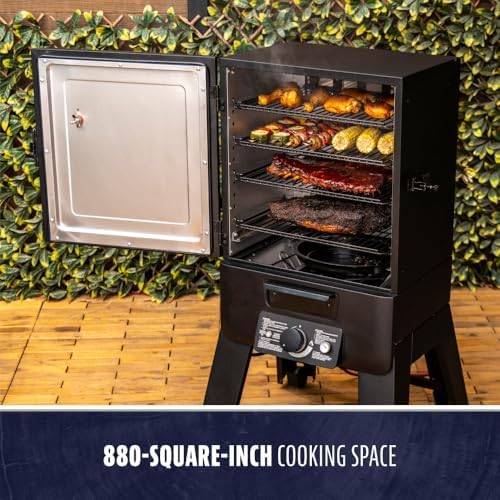 Pit Boss 3-Series Electric Vertical Smoker with Analog Controller and Wood Chip Tray, 880-Sq. In. 4-Rack Cooking Space, 100°F to 300°F Temperature Range, Black - Image 3