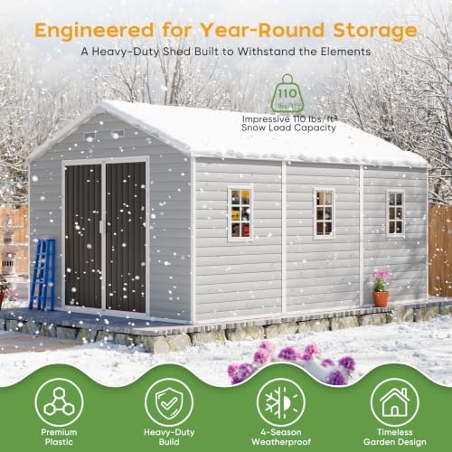 WACASA 10x14 FT Large Resin Plastic Outdoor Storage Shed, Floor Included - Image 5