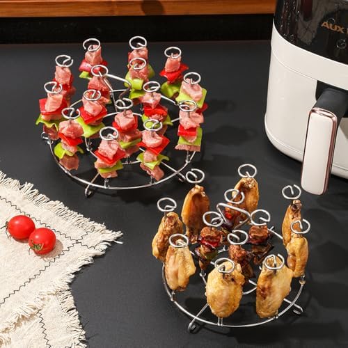 304 Stainless Steel Air Fryer Skewer Stand Dishwasher Safe Vertical Skewer Air Fryer Accessories for BBQ Grill Kabobs Chicken Meat Seafood (12 Long Skewers) - Image 7