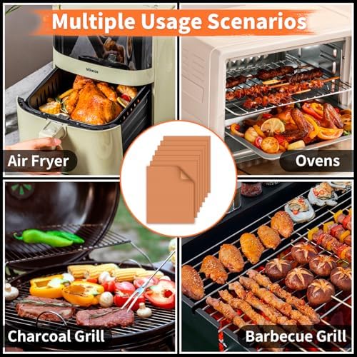 WIBIMEN Grill Mats for Outdoor Grill, Copper 9pcs Grill Mat - Image 6