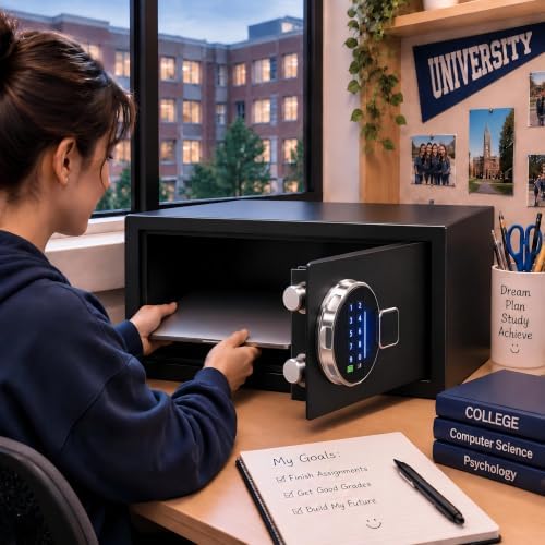 Grimtron 22LB Biometric Dorm Safe with Fingerprint Lock, 3-8 Digit PIN - Image 3