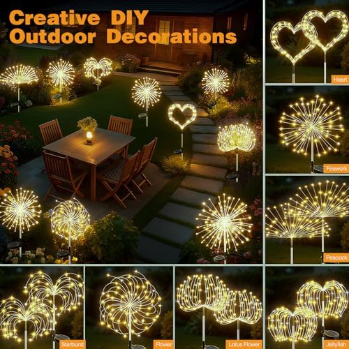 btfarm 1 Pack Solar Garden Lights Outdoor, 8 Modes Firework Lights Outside - Image 4