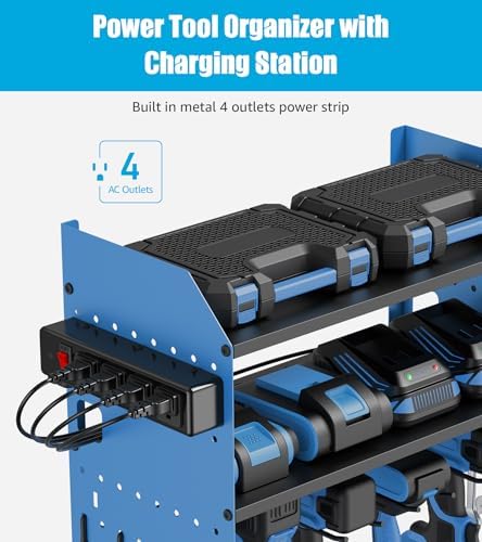 CCCEI Modular Power Tool Organizer Wall Mount with Charging, Blue, 1 Pack - Image 2