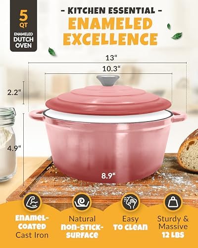 CRUSTLOVE 5 QT Cast Iron Bread Oven with Lid for Sourdough Bread Baking Set - Image 3
