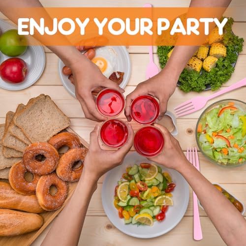 60 Pcs Pink Disposable Plastic Forks Cutlery Heavy Duty Dinnerware Plastic Silverware Flatware for Home Office School Party Picnics Restaurant Outdoor Events or Every Day Use (Pink) - Image 6