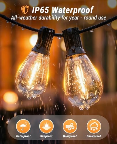 120FT Outdoor String Lights with Remote, LED Patio Lights with 45+2 Waterproof S11 Bulbs, Outside Dimmable 2700K Warm White, Timer & 3 Modes,for Backyard Garden Deck Porch Balcony Gazebo Party Decor - Image 4