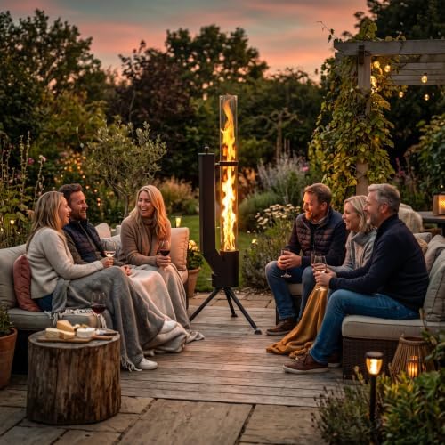58" Wood pellet Patio Heater with Glass Tube, Portable Pellet Heater FP042 - Image 3