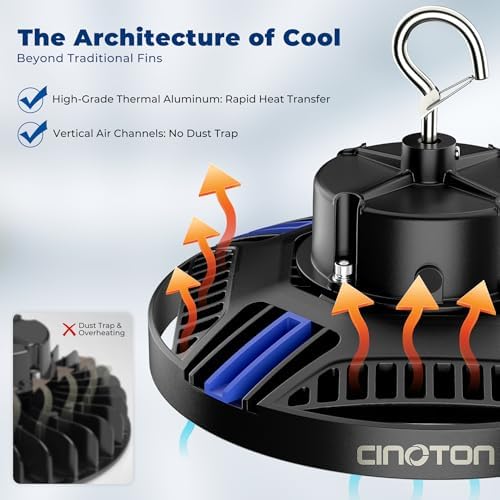 CINOTON Smart 150W 21000LM UFO LED High Bay Shop Light, ETL Listed 1 Pack - Image 6