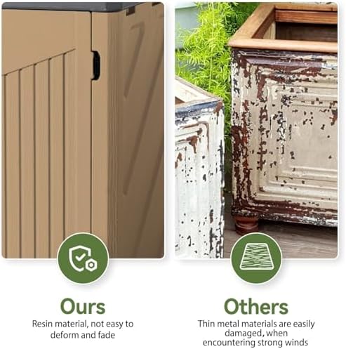 Aoxun Outdoor Storage Cabinet 35 Cu.Ft 2 Shelves, Brown - Image 6