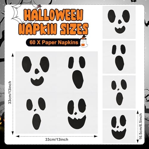 Roshtia 120 Pcs Ghost Paper Plates & Napkins Set, Serves 60, Classic Ghost - Image 3