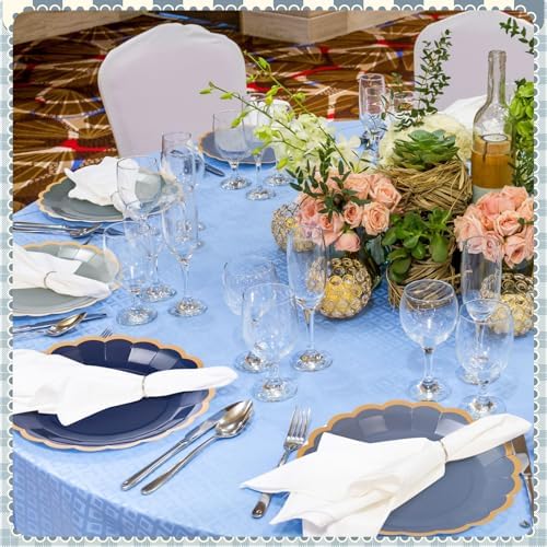 48 Pcs Dusty Blue Sage Green Paper Plates 9 Inch Green Blue Scalloped Paper Disposable Dinner Dessert Plates for Birthday Wedding Bridal Party Supplies, 6 Colors - Image 6