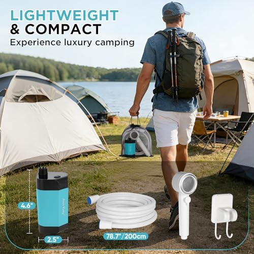Ann Katy Portable Camping Shower Pump,Rechargeable Electric Outdoor Shower - Image 6