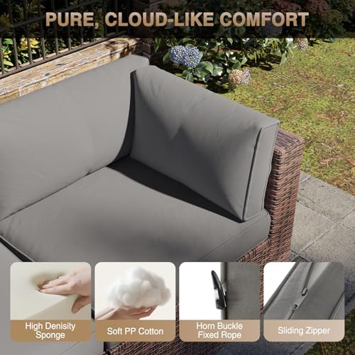 Aoxun Patio Furniture Set, 7 Pcs Outdoor Furniture with Coffee Table - Image 3