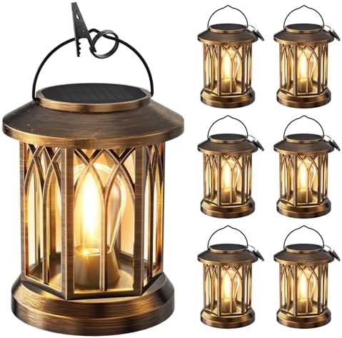 Solar Lantern Outdoor Lights with Metal Hooks, Upgraded Solar Lanterns by TuyLuxeHome