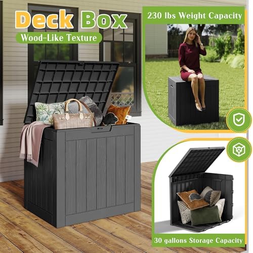 DRATO 35 Gallon Outdoor Storage Box Waterproof, Lockable Resin Deck Box for Patio Furniture, Pool Supplies & Garden Tools, Weatherproof Outside Storage Bin for Backyard Porch (Black, 35 Gallon) - Image 4