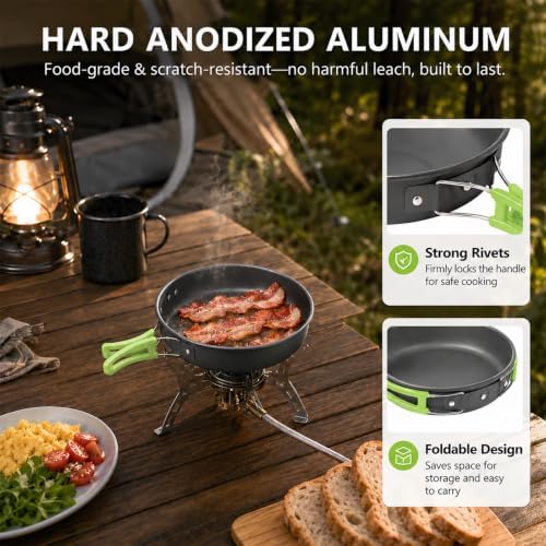 aiGear Camping Cookware with Pot Pan Kettle Cutlery Tableware 1-2 People - Image 3