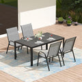 PIZZELLO Outdoor Dining Sets for 4, 60" Rectangular Table with 4 Chairs by PIZZELLO