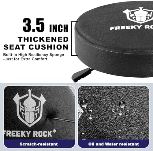 Rolling Shop Stool with Wheels, Heavy Duty Garage Work Mechanic Stool with Backrest, Adjustable Height 360°Swivel Rolling Chair with Tool Tray Storage, 330 LBS Capacity, Black - Image 3