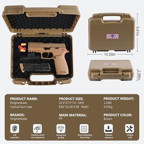 Kinghardcase 9mm Gun Case Lockable, TSA Approved Firearm Travel Case with TSA Lock, Pistol Case Hard Shell, Gun Safe for Handgun, Pistol, Revolver - Shockproof Gun Storage - Image 4