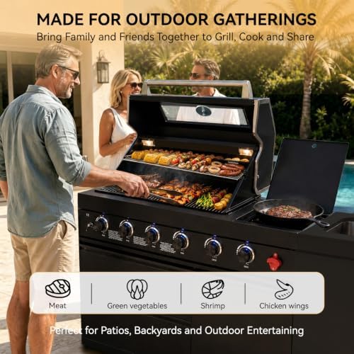 65" Modular Outdoor Kitchen Island,4-Burner 72,000 BTU Stainless Steel Propane Grill with Side Burner,Infrared Burner,Sink,and Granite Countertop.Gas Grill for Backyard & Patio BBQ. - Image 4