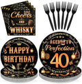 96 Pcs Whiskey 40th Birthday Party Supplies, Serves 24 by Greencian