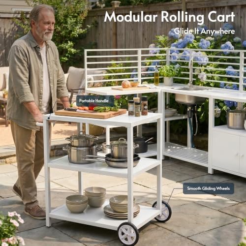 Modular Outdoor Kitchen Island with Sink, 5Pcs Prefab Outdoor Cabinets Kit - Image 4