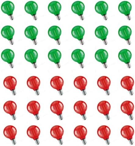 GvvooHome G40 Colored LED Outdoor String Bulbs for Christmas, 36 Pack by GvvooHome