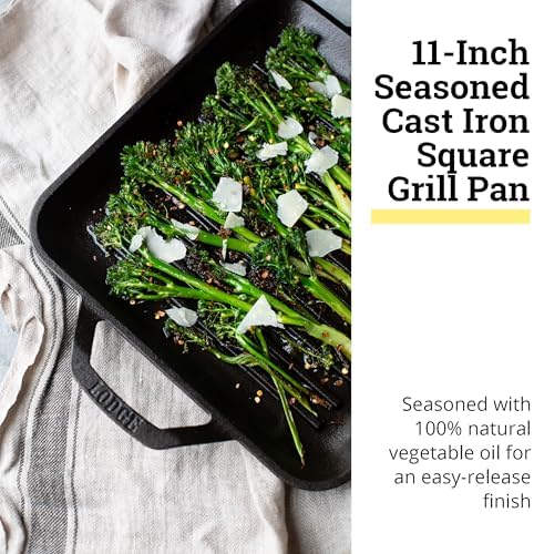 Lodge 11" Cast Iron Square Grill Pan - Chef Collection - Pre-Seasoned Cast Iron Pan - Versatile Cooking - Indoor & Outdoor Use - Incredible Heat Retention (Pack of 2) - Image 2