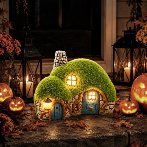 Solar Garden Outdoor Fairy House Statue 10.05-In Lawn Yard Porch Ornament - Image 2