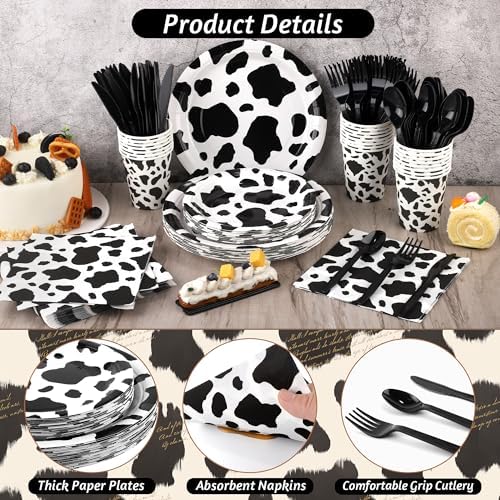 Kochorie 169 Pieces Cow Print Party Supplies Farm Animal Tableware Set - Image 3