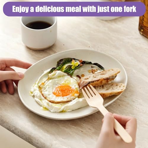 Disposable Wooden Forks, 150Pcs 6.3" Wooden Cutlery Fork Disposable Forks Compostable Utensils for Party, Camping, Traveling, Family Dinners, 3 Boxes of 50Pcs - Image 5