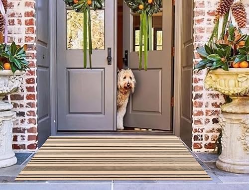 Fall Front Door Mats Outdoor 2.3'x3.6'Black and Tan Front Porch Rug - Image 5