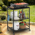 DAOUTIME Grill Cart for Outside, 3-Tier BBQ Food Prep Rolling Table Cart, with 23.62" Lx 15.75" W Rust-Resistant Tabletop, Outdoor Pizza Oven Table Ideal for Patio Backyard Kitchen Tools Room by DAOUTIME