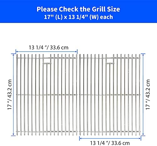 Grill Grates for Nexgrill 4 Burner 720-0830H 720-0830D 720-0670A 720-0783C 720-0783E 720-0958A, 17" Stainless Replacement Parts for 5 Burner 720-0888N Charbroil 463241113 463446015, Kenmore Gas Grill - Image 4