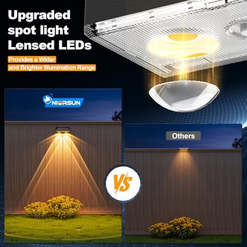 NIORSUN Solar Fence Lights,24 Pack Deck Light,Led Lights Warm White Outdoor Wall Lights,IP45 Solar Powered Light Waterproof for Backyard/Pool/Railing/Patio/Porch/Step/Outside/Garden (Black) - Image 3