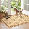 Floral Outdoor Rug - 28" x 43" Front Door Mat Indoor Outside Entrance Non-Slip Washable Outdoor Mat Jute-Look Tan Scalloped Rug for Entryway Kitchen Mudroom Layered Doormat for Front Porch by Othilic