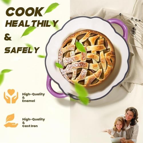 Pumpkin Enamel Cast Iron Dutch Oven 4 QT Cocotte Pot with Lid Dual Handles - Image 3