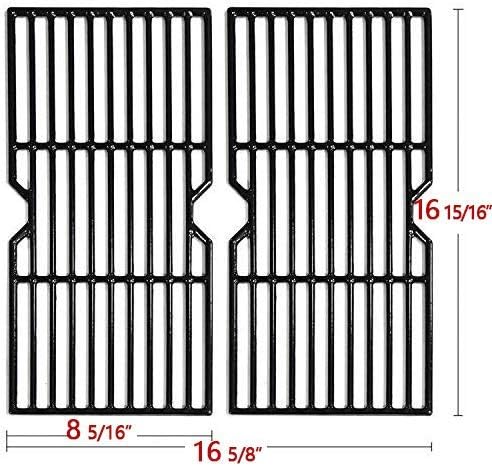 Hongso G460-0500-W1 Grill Grates for Thermos 461633514, Charbroil 463672416 463633316 463672016 463672019 463672419 463642116, Porcelain Coated Cast Iron, 16 15/16" x 8 5/16" Each, 2-Pack - Image 2