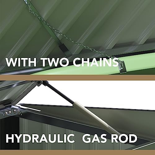 Devoko Outdoor Storage Shed 5.8 x 3.3 FT Metal Trash Shed Waterproof Outside Storage with Lid Chain Hydraulic Gas Rod for Trash Can Weeding Tools - Image 6