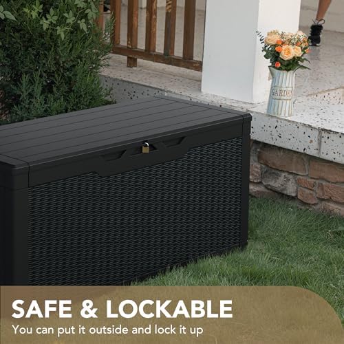 Devoko 100 Gallon Waterproof Deck Box, Resin Large Outdoor Storage Box - Image 5