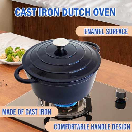 Vivicreate 5.3QT Cast Iron Dutch Oven with Lid, Enamel Coated, Round Casserole Pot for Oven & Stovetop, Durable Cookware for Baking, Roasting, Braising – Horno Holandés de Hierro Fundido con Esmalte, 5.3QT - Image 4